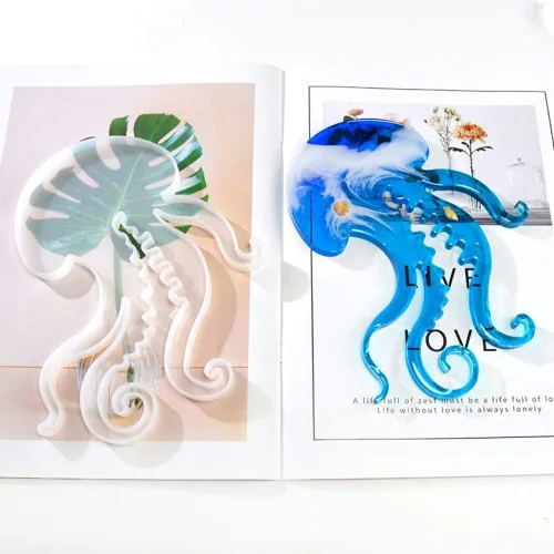 Vista 3 de FUYAKEJI - Moldes de resina de animales marinos, posavasos de silicona para delfines marinos, pulpos, tortugas, medusas, ballenas, peces para resina