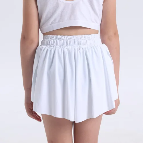 Vista 3 de 2 pantalones cortos de mariposa fluidos 2 en 1 para jóvenes, lindos pantalones cortos deportivos con bolsillos para fitness, correr, deportes, danza