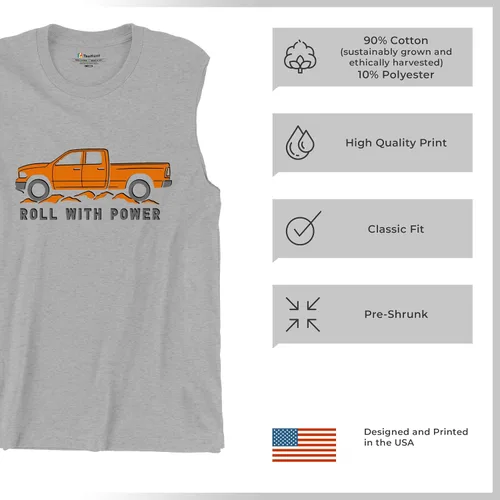 Vista 155 de Tee Hunt Camisetas gráficas y camisetas sin mangas para hombre Roll with Power Pickup Truck