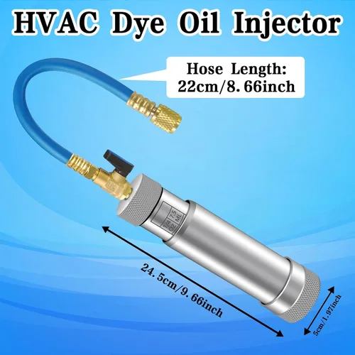 Vista 8 de Inyector de aceite de CA para R1234yf R134a R410a, Inyector de tinte de CA con válvula de cierre, Inyector de tinte 1234yf con función de prevención