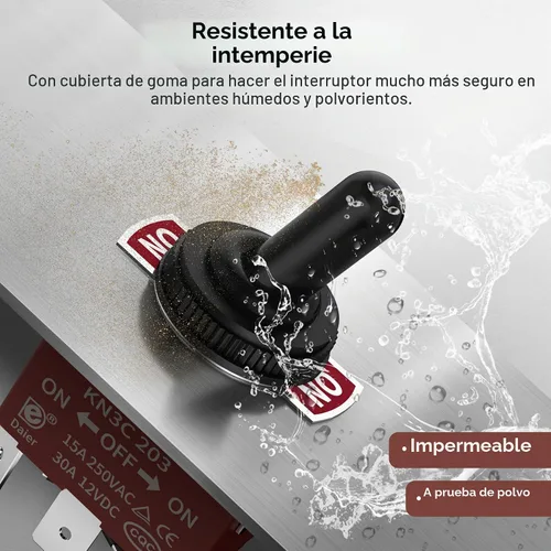 Vista 4 de DaierTek Interruptor de Polaridad Inversa con Enganche 12V 30A Interruptor de Palanca de 3 Posiciones Impermeable DPDT 4 Pines ON OFF ON Interruptor