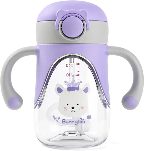 Vista 10 de Bunnytoo Vaso con popote con peso, 8 onzas, Tritan para niños pequeños con Azul