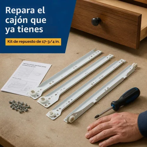 Vista 2 de [Usado] Prime-Line MP7211 - Kit de correderas para cajones – Reemplaza el hardware de riel de cajón – Diseño de cierre automático – Se adapta a