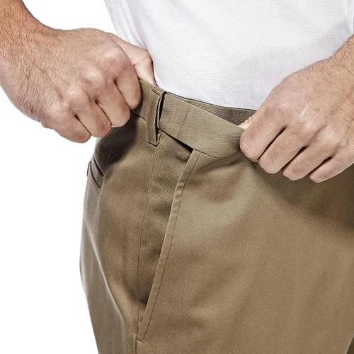 Vista 4 de Haggar - Pantalón caqui para hombre, diseño de ajuste clásico con frente plano, no se plancha (tallas regulares, grandes y altas)