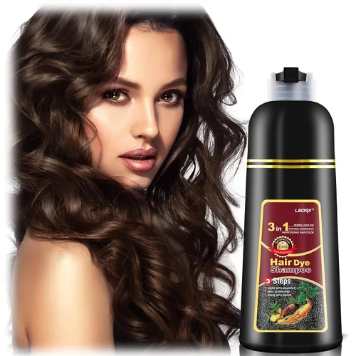 Vista 14 de leorx - Paquete de 2 champús de tinte para el cabello negro, 3 en 1, tinte de champú para cobertura de canas, coloración herbaria instantánea