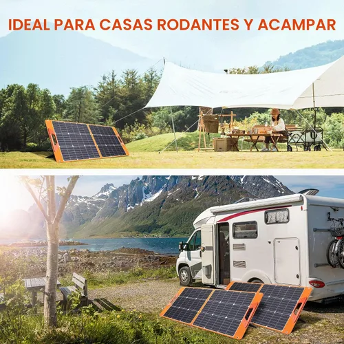 Vista 6 de Paneles solares de 100 vatios portátiles, 24% de alta eficiencia, 18V, cargador solar plegable con salidas USB para estaciones de energía