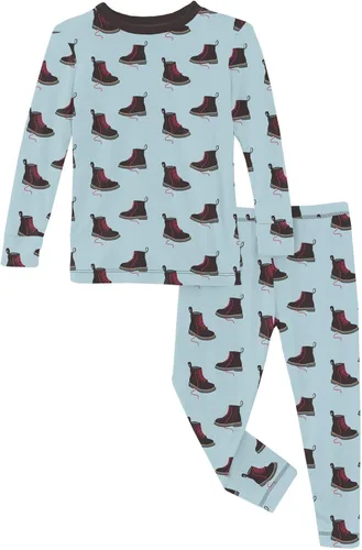 Vista 18 de KicKee Pants Conjunto de pijama de manga larga con estampado de piezas