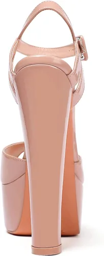 Vista 3 de Eldof Sandalias de plataforma para mujer, tacón alto, con correa de tobillo de 6 pulgadas, puntera abierta, tacones, vestido de fiesta, zapatos