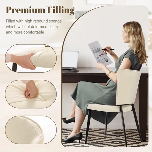 Vista 3 de Homcosan Juego de 2 sillas de comedor, modernas sillas de cocina con asiento acolchado tapizado y patas de metal, fácil montaje, sillas de comedor