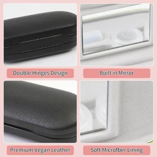 Vista 4 de Estuche 2 en 1 para Lentes de Contacto y Anteojos para Mujeres, Hombres y Niños, Estuche Duro Portátil de Doble Cara para Anteojos de Viaje