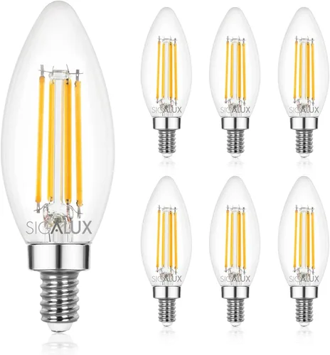 Vista 7 de Bombillas LED E12 para candelabro, regulables, equivalentes a 60 W, 4.5 W, blanco suave, 2700 K, 500 lúmenes, punta de llama CA10, bombilla