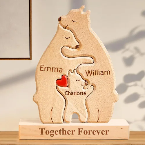 Vista 6 de Pies de bebé de madera personalizados con nombres de familia, We are One, rompecabezas de nombres de miembros de la familia personalizados, regalos