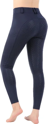 Vista 9 de Mallas de equitación para mujer, con bolsillos, pantalones de entrenamiento para mujer con agarre de silicona
