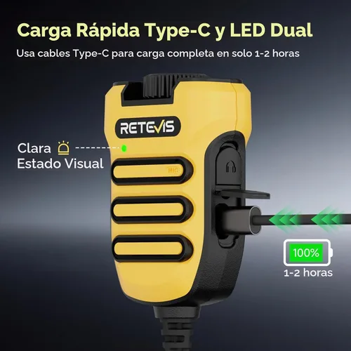 Vista 15 de Retevis RB48 Walkie Talkies avanzados de triple prueba con micrófono de hombro, MIL-STD 810H, VOX, recordatorio de vibración, PTT dual, SOS, NOAA