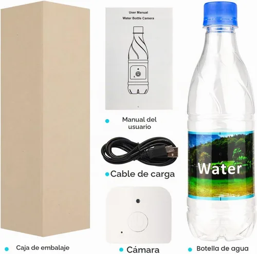 Vista 5 de Botella de cámara oculta - Mini cámara - Cámara inalámbrica para niñera - Full HD - Seguridad interior del hogar - Sin WiFi