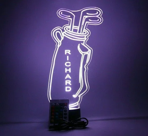 Vista 6 de Bolsa de golf y discotecas con luz nocturna para mesa, lámpara de escritorio LED para jugador de golfista en un juego, nombre personalizado, regalo