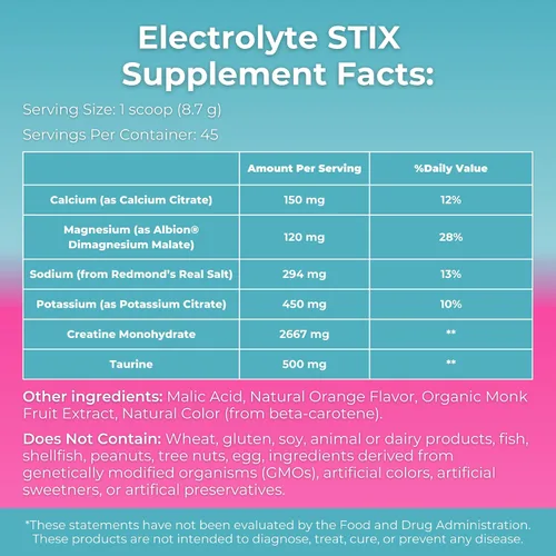 Vista 2 de MYOXCIENCE Electrolyte STIX Polvo de electrolito de creatina Recuperación del ejercicio y el desarrollo muscular con sal real