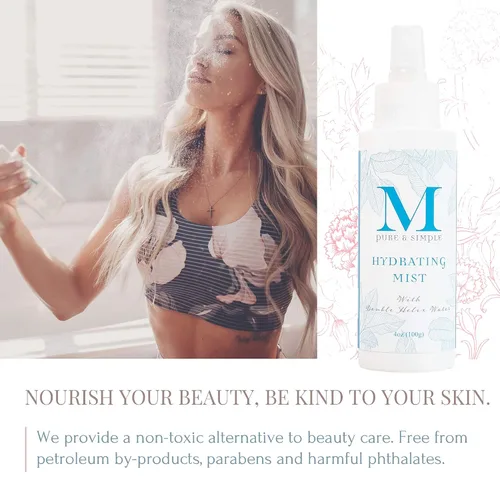 Vista 6 de Martine: Pure & Simple Spray facial para hidratar, tonificar y suavizar la piel, spray fijador hecho con agua de doble hélice, suero hialurónico