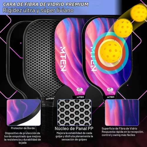 Vista 3 de MTEN Pickleball Paddles Set of 2/4/1, USAPA Approved Fiberglass Rackets