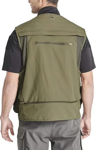Vista 3 de MAGCOMSEN Chalecos de ropa exterior para hombre, chaleco de trabajo al aire libre, chaleco de carga con múltiples bolsillos, chaleco de viaje