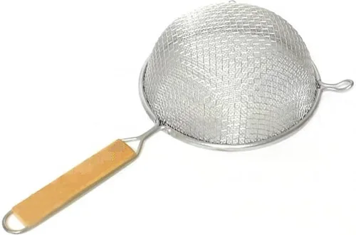 Vista 3 de TrueCraftware - Colador de malla fina doble de 6 pulgadas de acero inoxidable mango de madera de 6-1/2 pulgadas de longitud del mango- Utensilios