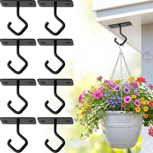 Vista 17 de Lifyzoon Soporte para colgar plantas de alta resistencia (8 pulgadas/negro) Soporte para plantas colgantes forjado a mano para exteriores, duradero