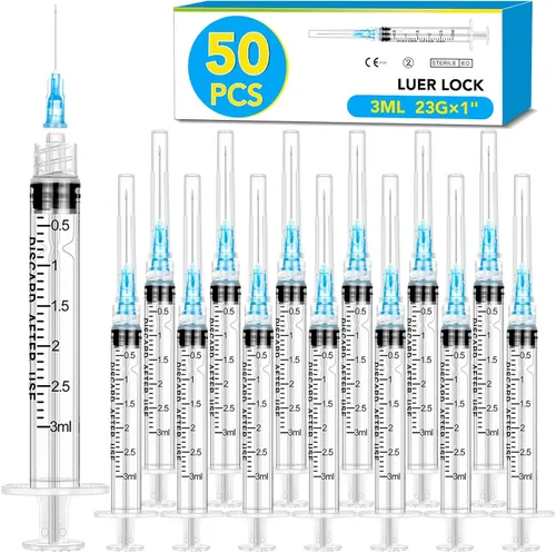Vista 12 de 50 paquetes de jeringas de 1ml con aguja de 25Ga de 1 pulgada, embalaje sellado individualmente