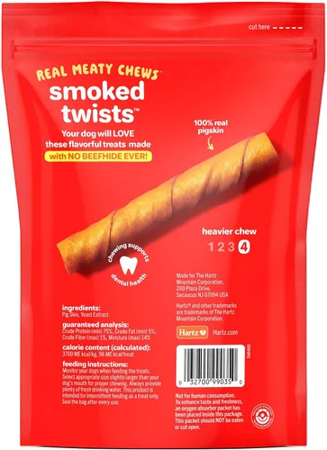 Vista 8 de Hartz Oinkies - Golosinas masticables naturales para perros, piel de cerdo ahumado, 9.2 onzas