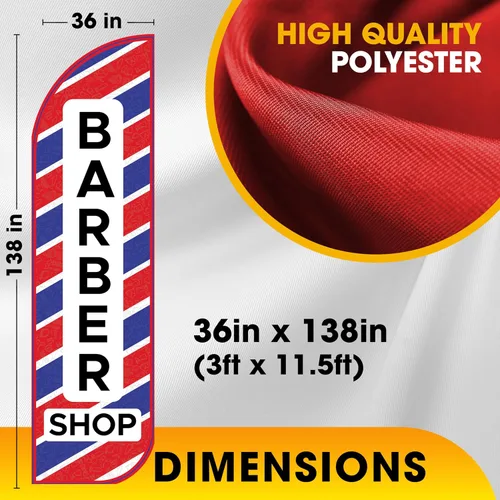 Vista 2 de OnPoint Wares Banderas de Barber Shop King – Paquete de 2 Banderas de publicidad exterior de 3 pies x 11.5 pies para negocios de peluquería