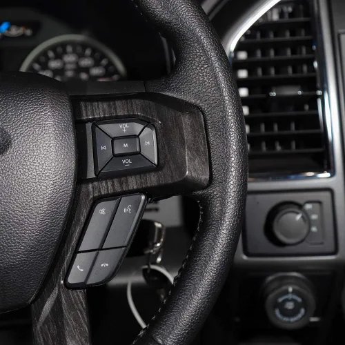 Vista 5 de Voodonala Cubierta de marco decorativo para volante negro con textura de grano para Ford F150 F250 F350 Super Duty 2015 2016 2017 2018 2019 2020