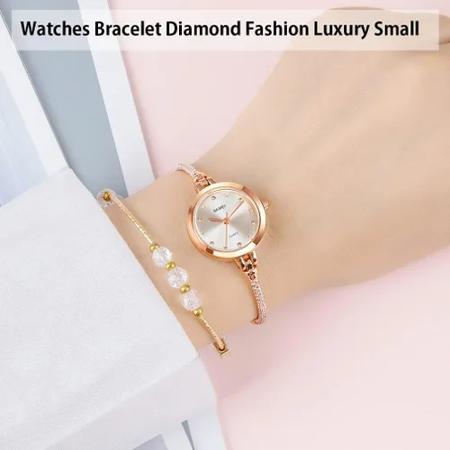 Vista 2 de SKMEI Women Watches Bracelet Diamond Ladies Female Small Rose Gold Fashion Luxury Thin Waterproof Analog Quartz Casual Girls Wife Gifts Silver Wrist