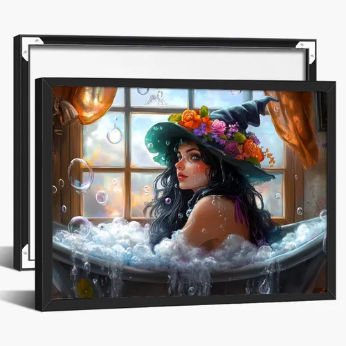 Vista 27 de Bonito arte de lectura de fantasmas, póster de pared de bosque de Halloween con hongos y plantas, impresión de lectura de fantasmas caprichosa