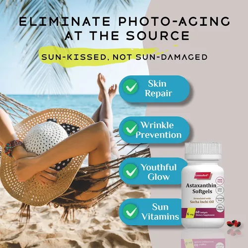 Vista 7 de Astaxantina de forma libre 6 mg Softgel-60 cápsulas blandas Suplemento dietético antioxidante más fuerte que apoya la salud de los ojos