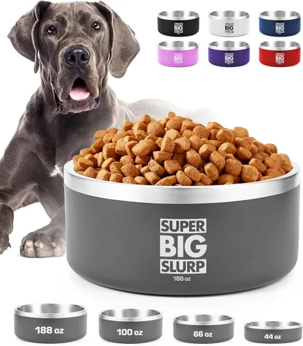 Vista 30 de Tuff Pupper Tazón Aislado de Servicio Pesado para Perros Plato de Comida para Perros de Acero Inoxidable de Doble Pared Tazón Antideslizante a