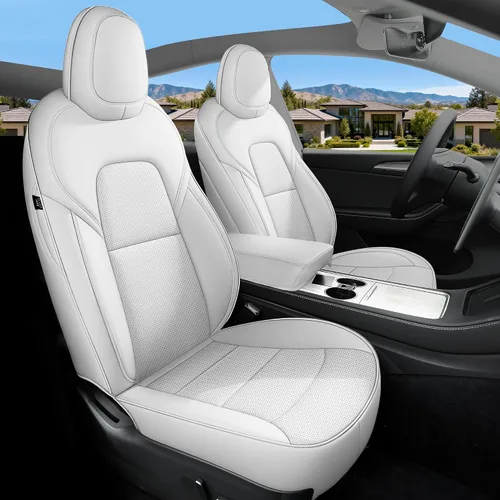Vista 17 de Funda de asiento para modelo 3 2017 2018 2019 2020 2021 2022 2023, funda de asiento personalizada para Tesla Model 3, compatible con bolsa de aire