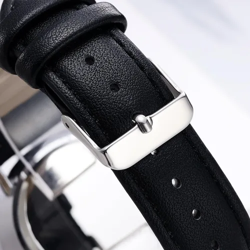 Vista 4 de Reloj clásico moderno para hombre con esfera grande con números arábigos y correa negra
