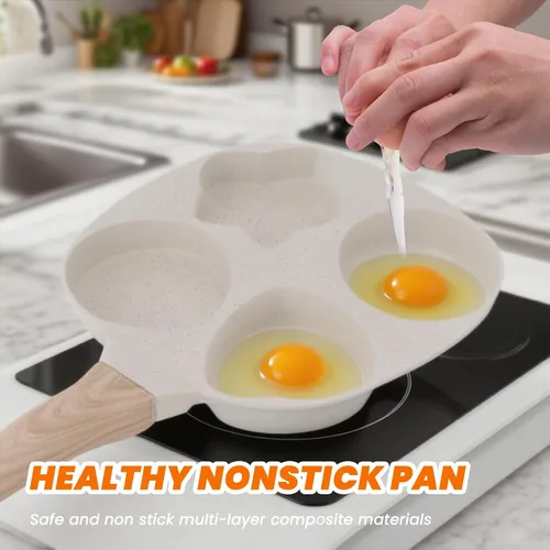 Vista 5 de Topyond Sartén para tortilla de huevos, sartén antiadherente para panqueques de 4 tazas, sartén para huevos, panqueques, crepes, compatible