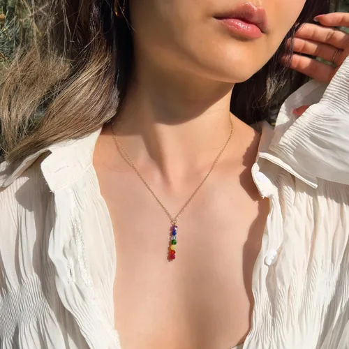 Vista 5 de I AM SERIES - Collar de piedras preciosas genuinas y metal semiprecioso