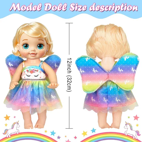 Vista 3 de ebuddy 10 juegos de ropa de muñeca de bebé viva, ropa y accesorios para muñecas de 10 pulgadas, muñecas de bebé de 12 pulgadas