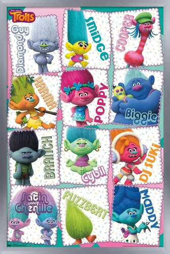 Vista 9 de Trends International Trolls - Grid Wall Poster, 22.4L x 14.7W, Barnwood Framed Version