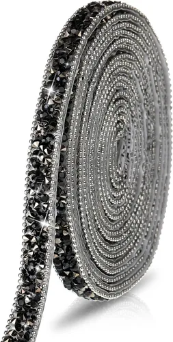Vista 22 de Hicarer 3 yardas de cintas de diamantes de imitación de resina para boda, cinta autoadhesiva de diamantes de cristal, rollo de cinta de resina