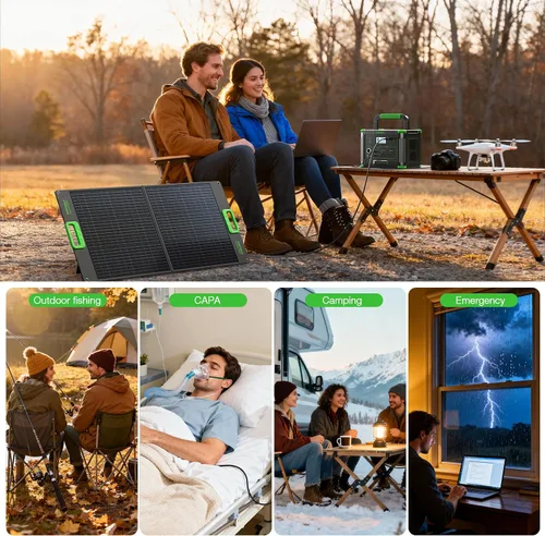 Vista 7 de Estación de energía portátil de 500 W (pico de 1000 W), 2 salidas de CA de 120 V y PD USB-C de 60 W, banco de energía portátil de 10 salidas