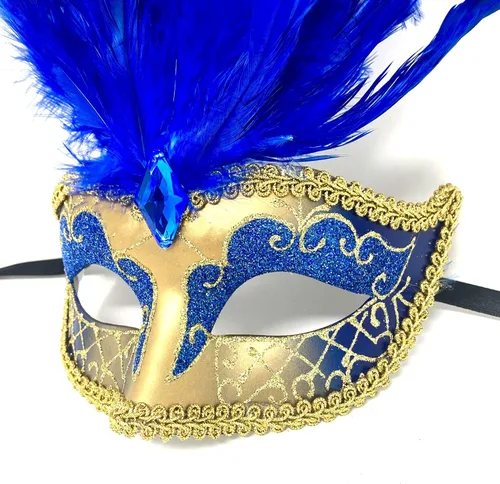 Vista 5 de STORM BUY Máscara veneciana de plumas para mujer, disfraz veneciano de Halloween, boda, Mardi Gras, fiesta y baile de graduación