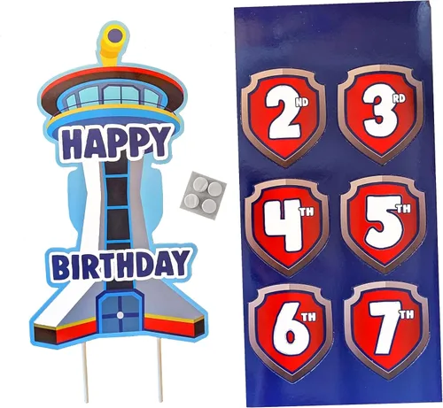 Vista 4 de Decoración personalizada de edad para pastel de cumpleaños para fiestas de niños y niñas de patrulla