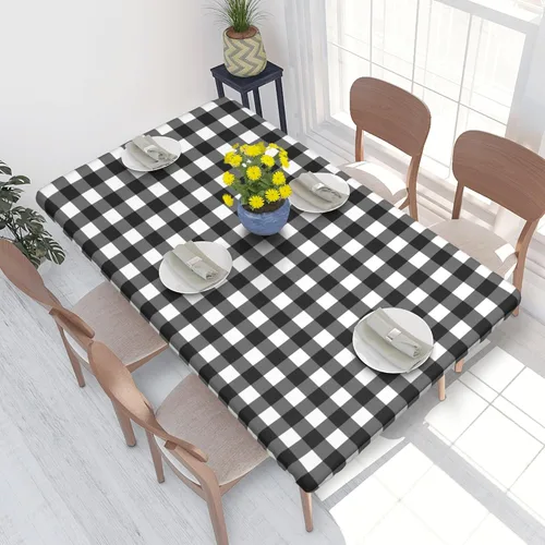Vista 29 de Mantel rectangular, cubierta de borde elástico ajustable, manteles de decoración del hogar, cubiertas de derrames para comedor de interior, fiestas