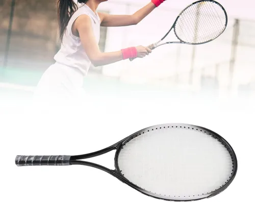 Vista 4 de Raqueta de tenis de 27 pulgadas, raqueta de tenis individual para principiantes, entrenamiento de competencia con bolsa de transporte, adultos
