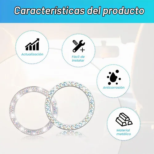 Vista 3 de Calcomanías de anillo de arranque de motor con diamantes de imitación para automóvil, 1 taladro de drenaje único y 1 cubierta de botón de arranque