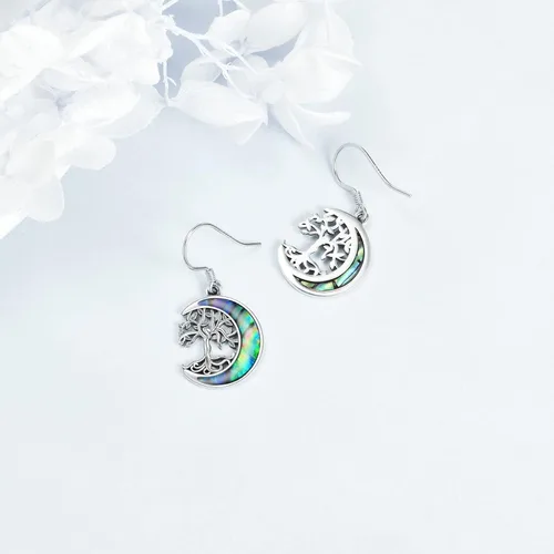 Vista 3 de ONEFINITY Aretes colgantes de plata de ley con el árbol de la vida para mujeres y niñas, regalos de Navidad