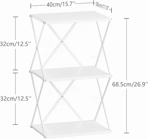 Vista 3 de Mesa auxiliar de 3 niveles Mesa lateral pequeña Mesita de noche alta con almacenamiento Escritorios laterales de sofá para sala de estar