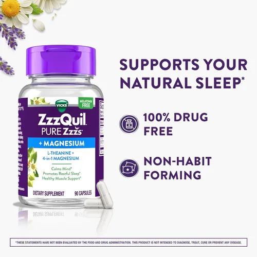 Vista 3 de ZzzQuil Pure Zzzs, +cápsulas de magnesio, L-teanina y magnesio, ayuda para dormir, magnesio 4 en 1: citrato, bisglicinato, óxido y carbonato, ayudas